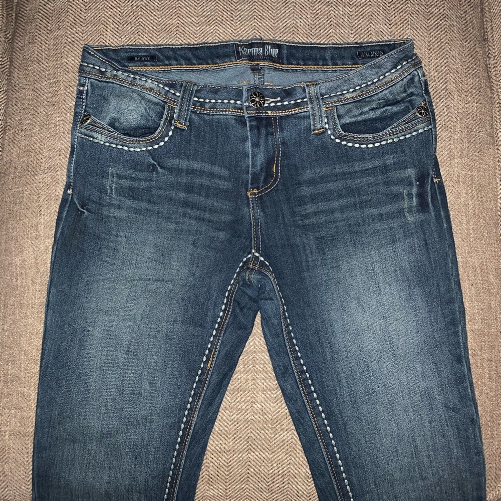 EUC Karma Blue Ultra Stretch Skinny Jeans Size 11
